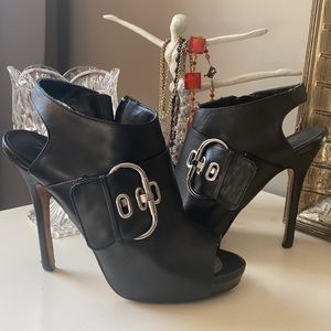 Size 7 aldo black leather heeled booties